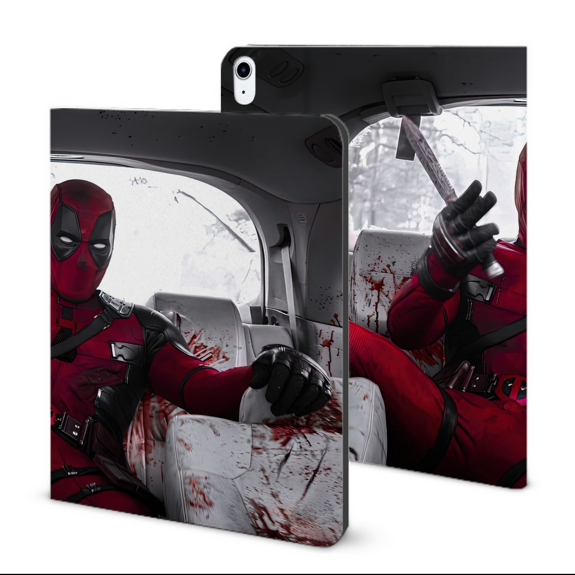 （画像用） Deadpool デッドプール IPad ケース ブック型 PUレザー TPU 耐衝撃 軽量 薄型 ペン収納なし 全面保護 IPad 各モデル対応